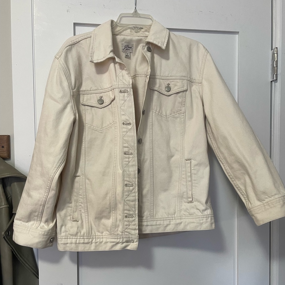 J.Crew Relaxed Denim Jacket in Ecru - Picture 3 of 5